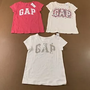 Gap Girls Small (6-7) Pink White Short Sleeve Logo Graphic T-Shirt 3 Pieces NWT - Picture 1 of 10