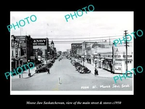 ANTIGUA FOTO HISTÓRICA 8x6 DE MANDÍBULA DE ALCE SASKATCHEWAN EL PRINCIPAL ST & TIENDAS c1950 - Imagen 1 de 1