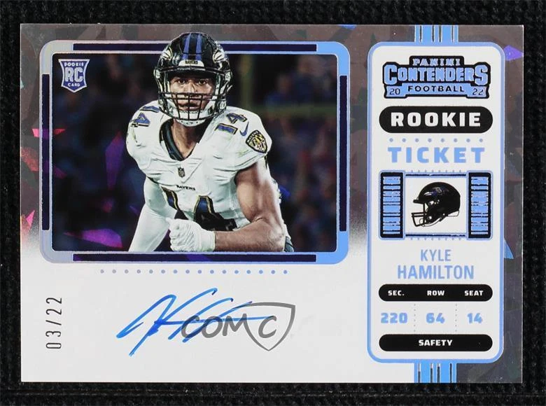 2022 Contenders Variation Cracked Ice Ticket 3/22 Kyle Hamilton Rookie Auto RC