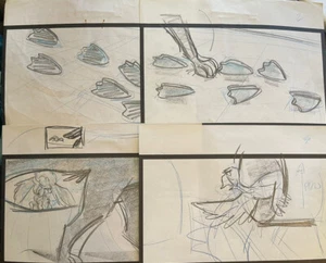 Balto Original Movie Storyboard Drawing Art Animation Boris #24 Set Of Four - Picture 1 of 5