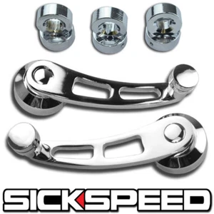 2PC CHROME BILLET ALUMINUM WINDOW CRANKS DOOR MANUAL INSIDE HANDLE WINDER W2 - Picture 1 of 1
