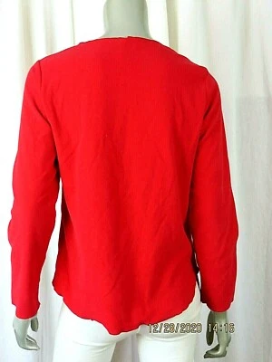 Blusa blusa HUE Laugh At The Rules tamanho M poliéster lã fina vermelha e Scottie - Imagem 1 de 4