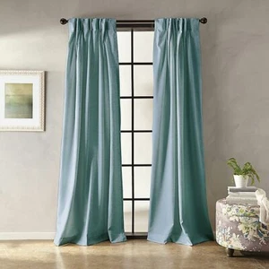 ONE NEW Peri Home Botanical Solid 95" Pinch Pleat Window Curtain Panel Blue - Picture 1 of 5