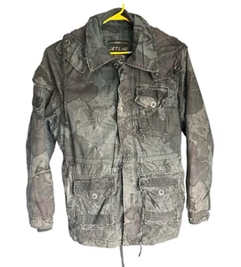 JETLAG Men's Size XXL Green Utility Canvas Jacket Faux Fur Hood Y2K Grunge  - Picture 1 of 16