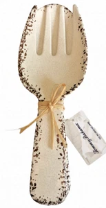 Tommy Bahama Speckled Salad Server Set Serving Spoon Fork White Rustic 11" - Picture 1 of 4