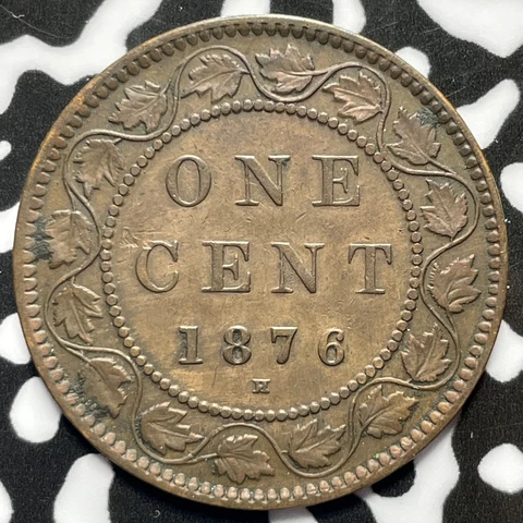 1876-H Canada Large Cent Lot#M5365 Nice Detail, Old Cleaning Cover