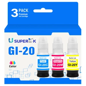 Compatible GI-20 Ink Refills for Canon G5020, G6020, G7020 – CMY 3-Pack, 210ml - Imagen 1 de 24