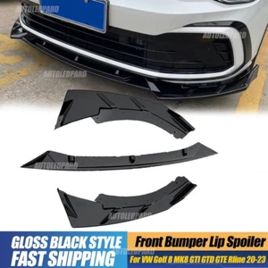 For Volkswagen Golf 8 MK8 GTI Rline 2020-2023 Black Front Bumper Spoiler Lip Kit - Picture 1 of 7
