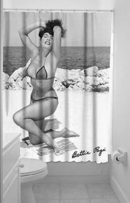 SOURPUSS BETTIE PAGE MODELO AÑOS 50 BAÑO PUNK GÓTICO PINUP TATUAJE CORTINA DE DUCHA Foto 1 de 3