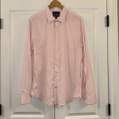 Bonobos Mens L Slim Fit Pink White Plaid Long Sleeve Button Down Dress Shirt - Image 1 of 4