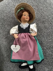 Baitz Doll 9in Swiss Regional Dress Wallis Valais Hang Tag Austria 50s Vtg - Picture 1 of 10