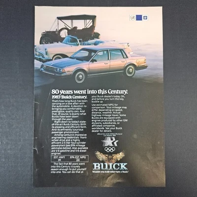 1983 Buick Century Classic Cars Vintage Print Ad Mancave Garage Shop Olympics - Image 1 of 4
