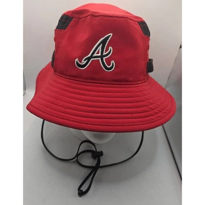 Atlanta Braves Adidas Bucket Hat Red Baseball MLB Boonie Cap M/L - Image 1 of 4