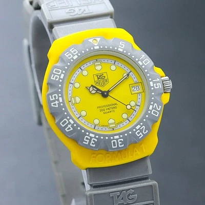 [Casi COMO NUEVO] TAG Heuer Formula 1 382.513 cuarzo esfera amarilla reloj para hombres de JP Foto 1 de 4