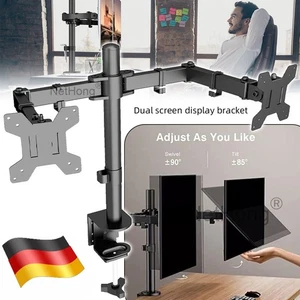 2 Fach Monitor Halterung 13–27″ Halter Tischhalterung Desk Mount Bracket NEU - Afbeelding 1 van 14
