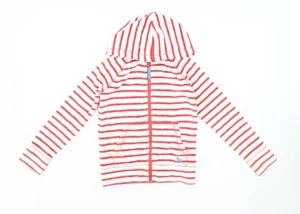Mini Boden Girls Red Striped Hooded Jacket 7-8 Years - Picture 1 of 12