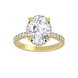 1.5Ct Lab Grown Diamond Halo Engagement Ring Size 7 14K Yellow Gold 2.9gm - Picture 1 of 11