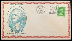 FDC #705-1B, 1/1/1932, D.C. A.C. ROESSLER CACHET - Picture 1 of 2