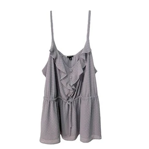 TORRID Womens Size 4 Plus Size Gray Dot Textured Camisole w/Ruffle Sheer Lined - Picture 1 of 7
