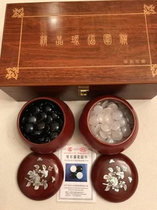 GO game set with agate stones and beautiful wooden box - Picture 1 of 8