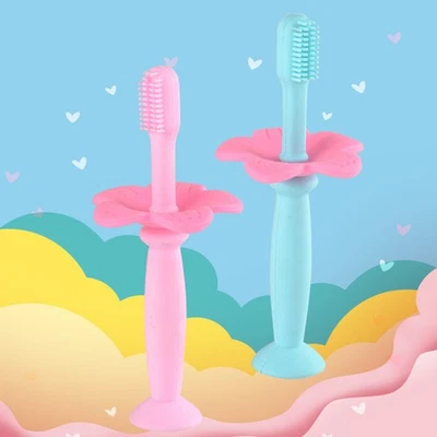  Cepillo de dientes manual de silicona para bebé 2 piezas con deflector protector para - Imagen 1 de 4