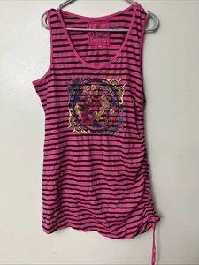 JW Los Angeles Damen rosa Blumen bestickt Kordelzug seitlich Boho XL Tank - Bild 1 von 7