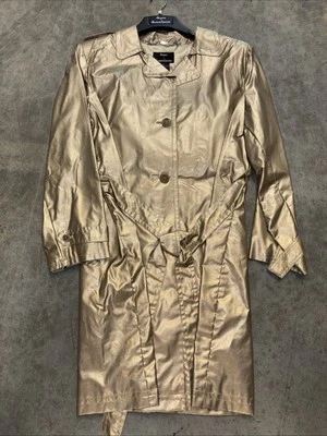 复古全新带标签金色 Dennis Basso 防水风衣 2X 令人惊叹 — 第 1/4 张图片