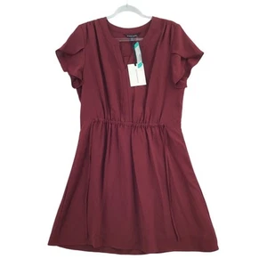 Sommerkleid Damen Gr. Large zierlich weinrot rot Bindeband Taille neu mit Etikett 41 Weißdorn - Bild 1 von 7