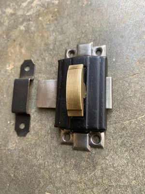 Ancien petit verrou en fer pour porte, serrure ferrure heurtoir penture - Photo 1/3