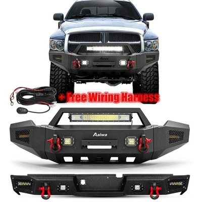 Aaiwa For 2003-2005 Dodge Ram 2500 3500 Front Rear Bumper W/Winch Plate & Wiring Foto 1 de 4