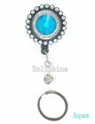 Bling Rhinestone Gemstone Retractable Badge Reel with Keychain Holder Package