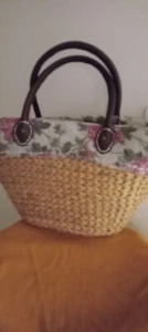 JIGSAW Raffia Basket with Coin Purse and Floral lining. BNWOT. - Picture 1 of 6