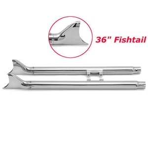 Chrome 36" Slip on Fishtail Mufflers Exhaust Pipes for Harley Softail Choppers - Picture 1 of 7