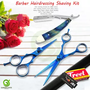 Blue Barber Friseur Rasierset Bartrasierer Schnurrbartschere Verbandkamm - Bild 1 von 5