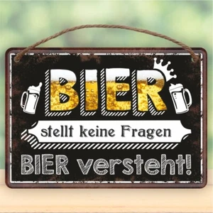 Metallschild Blechschild mit Kordel – Bier versteht - Türschild Schild lustig - Bild 1 von 6