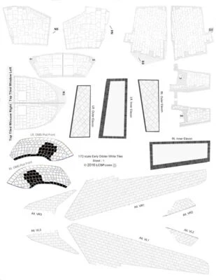 Shuttle Orbiter Early-Era White Tile Decal Sets in 1/144, 1/100 and 1/72 scales - Image 1 of 4