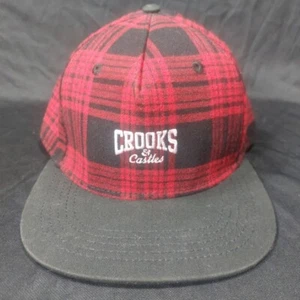 Neu Crooks And Castles Core Logo kariert rot schwarz Snapback Mütze - Bild 1 von 8