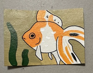 Original ACEO Art Card - Goldfish - 2.5 inch By 3.5 inch Acrylic Painting - Picture 1 of 2