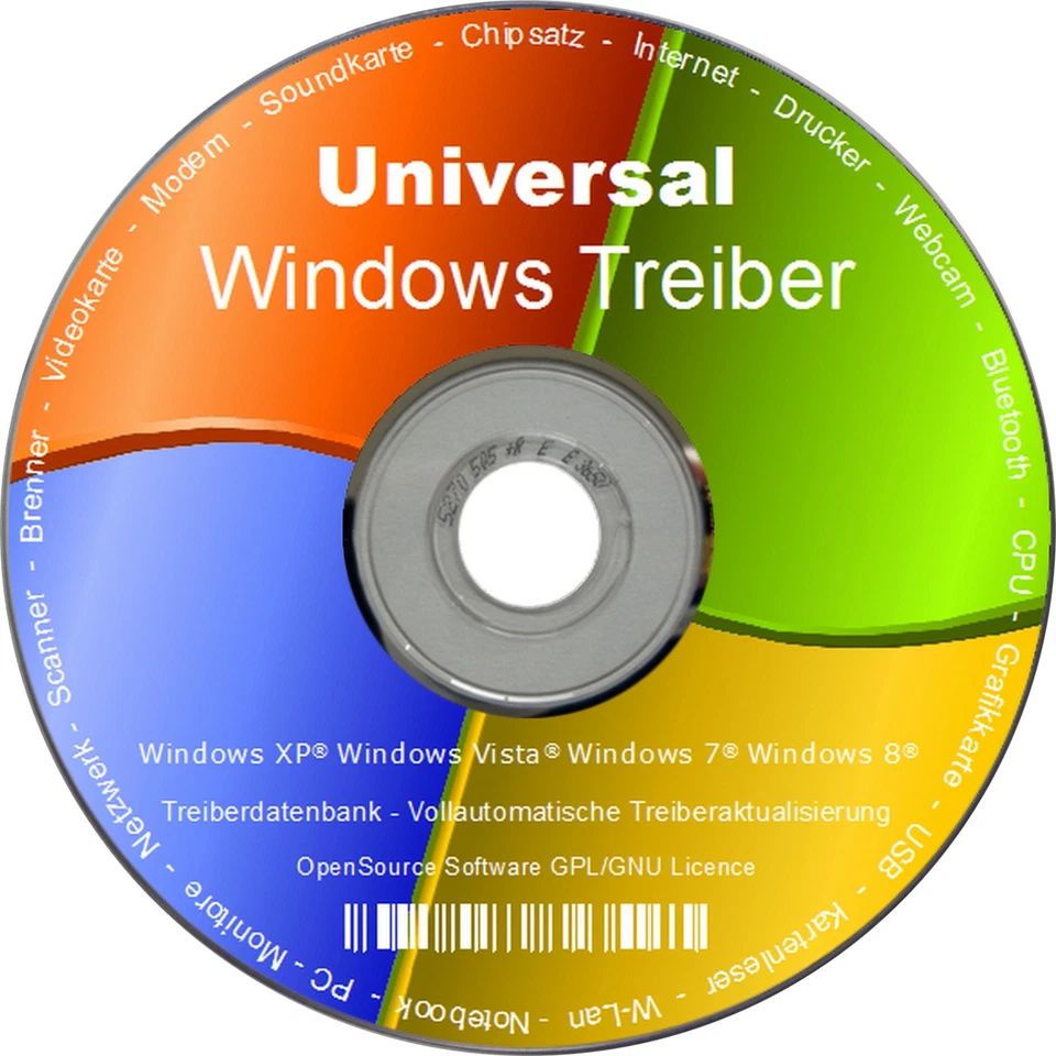 NEU bei eBay: UNIVERSAL Treiber DVD für Windows 8 7 Vista XP CD Drucker Brenner - Bild 1 von 1