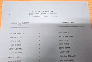QPR/QUEENS PARK RANGERS v WATFORD RESERVES: 7TH SEPTEMBER 1983 LOOK !!! - Picture 1 of 1