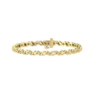 10k Yellow Gold Lab Grown Diamond Fashion Bracelet 7" Holiday Gift - Picture 1 of 5
