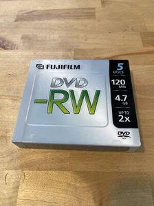 BRAND NEW Pack Of 5 DVD-RW Fujifilm Discs Disks DVDs 120 Min 4.7GB Jewel Cases - Picture 1 of 10