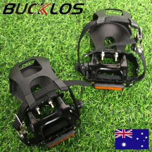 BUCKLOS PD-B328T Toe Clip Cage Pedals Straps 9/16" for MTB Bike Outdoor Indoor - Picture 1 of 12