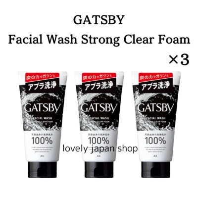 [Set of 3] GATSBY Facial Wash Strong Clear Foam 130g Menthol Non-Scrub mandom - Image 1 of 4