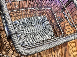 Woven Silver Metal Basket With Handles Handmade Unique Decor Easter Eggs Garden - Picture 1 of 10