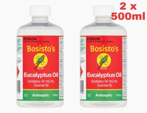 2x Bosisto's Eucalyptus Oil 500ml Aromatherapy Natural Muscular Pain Remedies - Picture 1 of 3