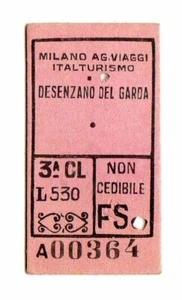 BIGLIETTO TICKET EDMONSON MILANO AG.VIAGGI ITALT. DESENZANO DEL GARDA 16-8-1952 - Picture 1 of 2