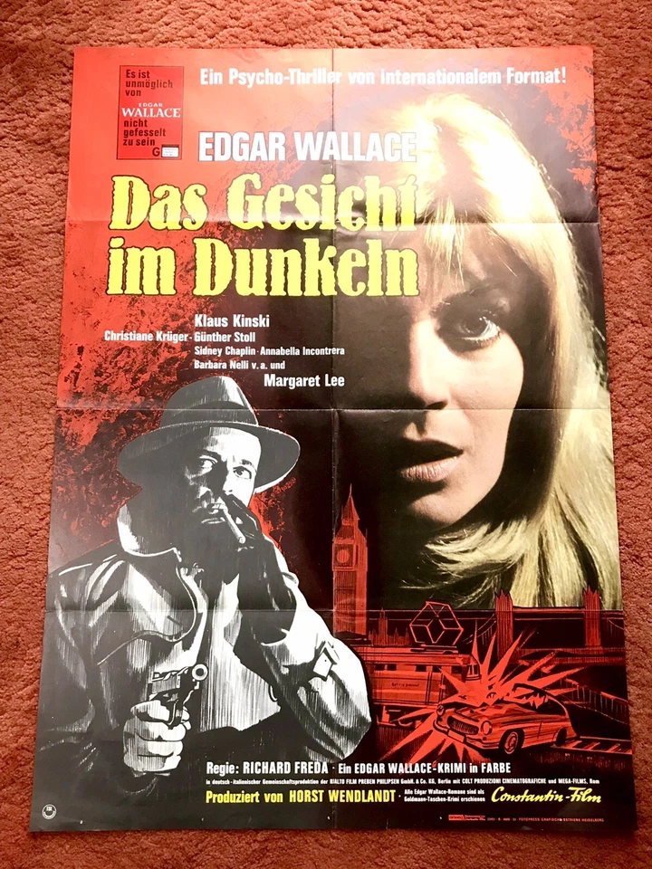 Das Gesicht im Dunkeln Kinoplakat Poster A1, Edgar Wallace, Klaus Kinski - Bild 1 von 1