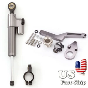 For ZX6R 2009-2019 CNC Steering Damper Stabilizer&Bracket Mount Kit Holder Both - Picture 1 of 10