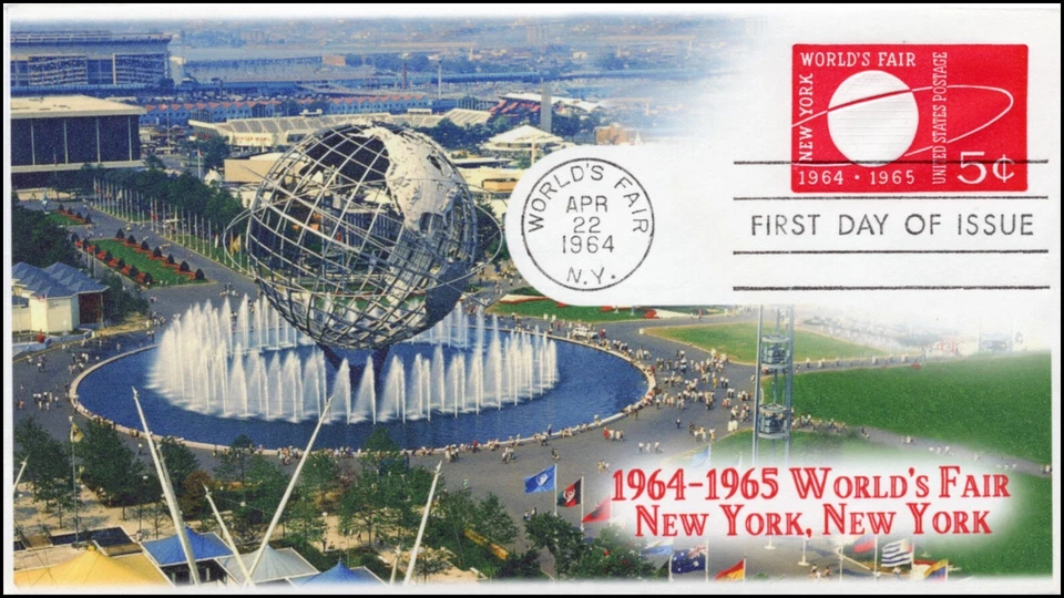 AO-U546-1, 1964, New York Worlds Fair, First Day Cover, Add-on Cachet, 5 cent, - Image 1 of 1